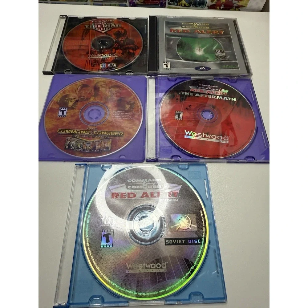 Command & Conquer PC Game Lot Red Alert Tiberian Sun Aftermath 5 Discs